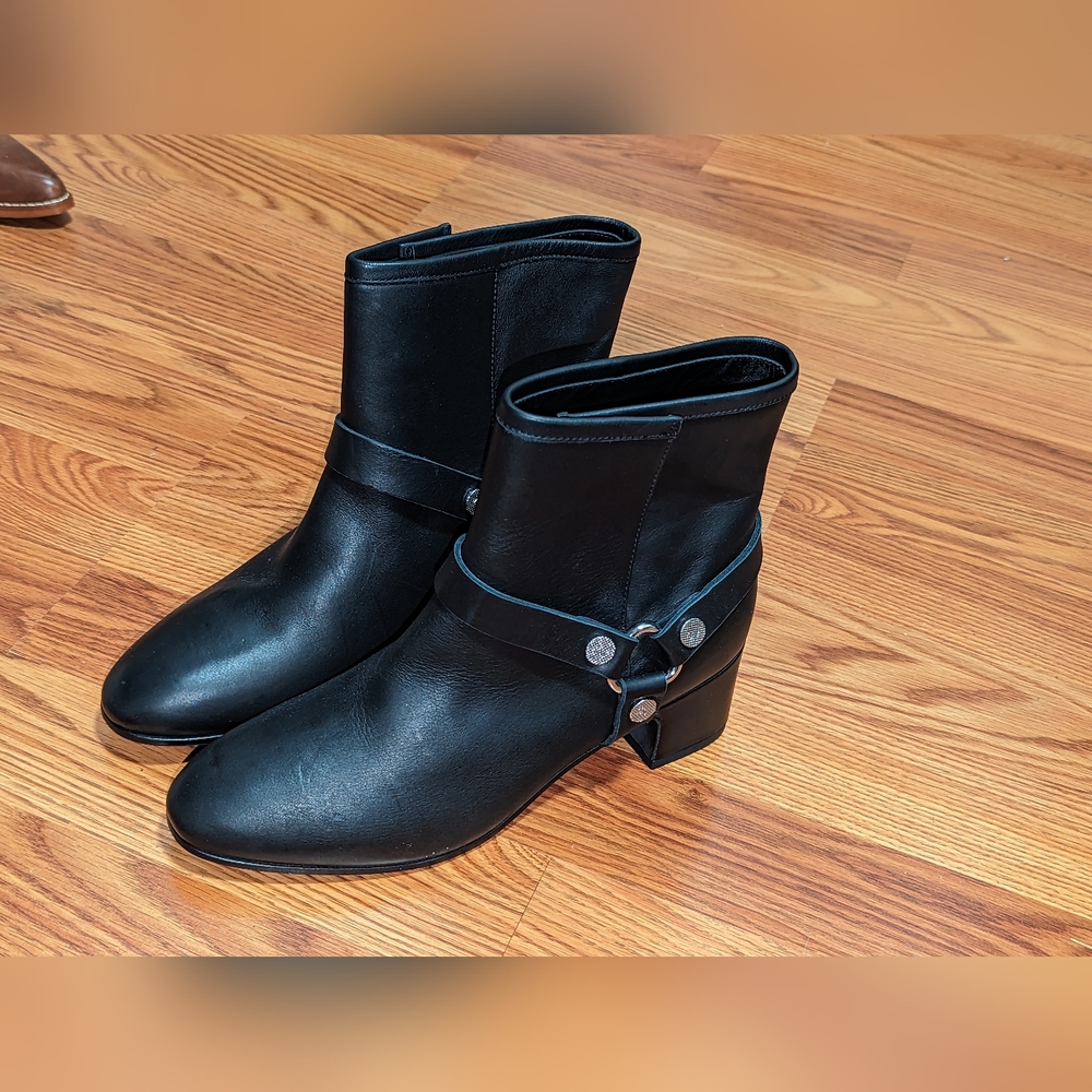 ZADIG & VOLTAIRE Leather Block Heel Ankle Boots - Picture 2 of 9